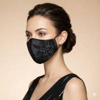 ราคา แมส แมสไหม ปักลูกไม้ ปักเลื่อม ปักดอกลอย สีดำ แมสปิดปาก แมสปิดจมูก ผ้าปิดจมูก ผ้าปิดปาก mask กรอง3ชั้น มีช่องสอดแผ่นกรอง (7877700709)