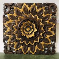 ราคา งานไม้สัก งานไม้สักแกะสลัก ปัดทอง ขนาด 45x45 ซม. งานไม้สัก แผ่นไม้ฉลุ งานไม้แกะสลัก ของตกแต่ง เฟอร์นิเจอร์ (11360587275)