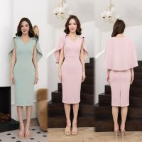 ราคา M3 งานป้าย Luxe Dress ชุดเดรสยาวเข้ารูปทรงสอบแต่งเสื้อคลุมไหล่ชายผ่าหลัง สีพื้น สำหรับผู้หญิง เสื้อผ้าผู้หญิง ไซส์ S-XL (29530866070)