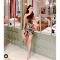 ราคา เซทเสื้อไหล่กระโปรงพิมพ์ลายสวยหรู ชุดเซทสีน้ำตาล (7128965024)