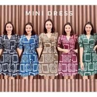 ราคา Mini dress เดรสกระโปรง ผ้าชีฟองพิมพ์ลายลายผ้าน่ารัก ลายผ้าเช็ดหน้า (21495728892)