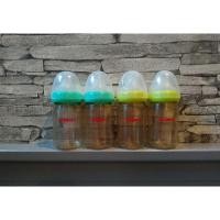 ราคา ส่งฟรี!! ขายยกเซ็ต ขวดนม Pigeon สีชา แบรนด์แท้มือสอง ขวด 5 oz. แถมจุกนม ไซส์ S + M (4555966574)