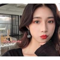 ราคา ต่างหูเพชร CZ แบบห้อยระย้า สีเงิน จี้เกล็ดหิมะ (8809471660)