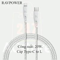 ราคา Ravpower RP-CB1005 PD สายชาร์จเร็ว 1.2m และ 2m (CL) หุ้มร่ม 20W PD fast charge มาตราฐาน MFi SHOP ACSTORE247 (25779626767)