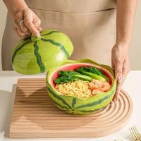 ราคา แตงโมชามบะหมี่กึ่งสําเร็จรูปที่มีฝาปิดรูปแบบใหม่ครัวเรือนชามเซรามิกหอยทากชามก๋วยเตี๋ยวชามซุปชามก๋วยเตี๋ยวความจุขนาดใหญ่บนโต๊ะอาหารมูลค่าสูงม (24397770131)