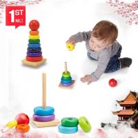 ราคา 520 Mallหอคอยไม้ ของเล่นไม้ หอคอยสีรุ้ง ห่วงเรียงซ้อน สีสันสดใสดึงดูดความสนใจของเด็ก ของเล่น หอคอย ตัวต่อไม้ เสริมทักษะ (3659459467)