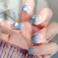 ราคา 【พร้อมกาว】ชุดเล็บปลอม ลายก้อนเมฆ สีฟ้า และสีขาว ขนาดเล็ก ไล่โทนสีฟ้า 24 ชิ้น ต่อชุด (16357300235)