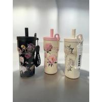 ราคา แก้วน้ำเก็บความเย็น แก้วเยติ แก้วน้ำเก็บอุณหภูมิ ลายดอกไม้ พร้อมหลอดในตัว (47304110571)