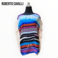 ราคา Roberto Cavalli เสื้อผ้าไหมลายขวางแขนระบายอัดพลีส (25635241636)