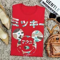 ราคา เสื้อยืดพิมพ์ลายมิกกี้เมาส์สไตล์ญี่ปุ่นสําหรับผู้ใหญ่สีแดง (9327033391)