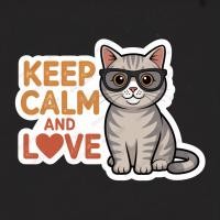 ราคา สติ๊กเกอร์ติดรถยนต์ ป้ายแม่เหล็กติดรถ ป้ายดูดกระจก แมว Cat Keep Calm and Love อเมริกัน ช็อตแฮร์ AMERICAN SHORTHAIR (43508885711)