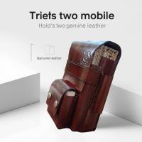 ราคา ซองมือถือหนังแท้ ใส่มือถือ 2 เครื่อง กระเป๋าคาดเอวผู้ชาย สไตล์วินเทจ (44472094917)