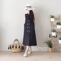 ราคา Maxi dress ทรงปกสูทแต่งกระดุมคู่สีตัด (80695659)