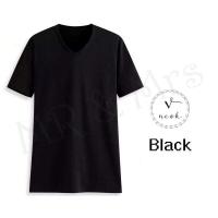 ราคา เสื้อยืดสีพื้น เสื้อคอวี เสื้อยืดคอวี T-Shirt ผ้าCotton (สีดำ) (10333598355)