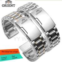 ราคา 12/14/16/18/19/20/21/22 มม.สแตนเลสนาฬิกาสร้อยข้อมือเหมาะสําหรับ Orient สาย Optokinetic Mechanical นาฬิกาโซ่ Solid Band อุปกรณ์เสริมห้าลูกปัดปากแบนปากโค้งปาก (28918881389)