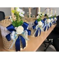 ราคา ตะกร้าสาน ชะลอมสานไม้ไผ่ทรงปิ่นโต ตกแต่งลูกไม้และริบบิ้น (27856996015)