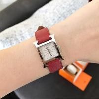ราคา Hermes Watch H-Hour สีแดงเข้มหน้าปัดเงิน ของแท้!! (1427055094)