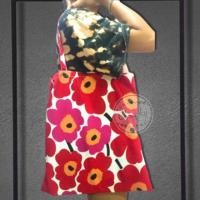 ราคา กระเป๋าผ้าสายยาว Marimekko มารีเมโกะ ถุงผ้ามารีเมกโกะ ดอกสีแดง ชมพู (3538419074)