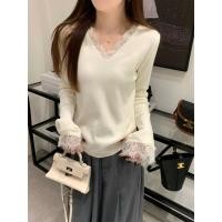 ราคา NZN ฤดูใบไม้ร่วงเวอร์ชั่นเกาหลีของคอวีอารมณ์ลูกไม้เย็บความปรารถนาบริสุทธิ์ถักเสื้อกันหนาวแขนยาวฐานเสื้อกันหนาว (24538104352)