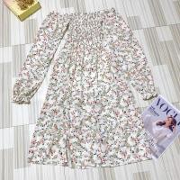 ราคา เดรสลายดอกแขนยาวปาดไหล่(ล้างสต๊อกงานป้าย) (41258826408)