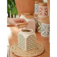 ราคา โถเซรามิค ฝาปิดไม้ ใส่ใบชา เครื่องเทศต่างๆ หลายสี 450มล. 900มล. (5187616017)