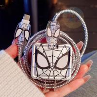 ราคา ส่งจากไทย เคสสายชาร์ท ชุดถนอมสายชาร์ท iphone ลายฮีโร่ สไปเดอร์-แมน สำหรับหัวชาร์ทไอโฟน 18w 20w 35w (26342802318)