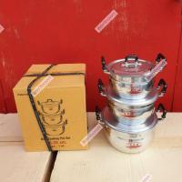 ราคา หม้อข้าวมีหูชุด 3 ใบ เล็ก ตราจระเข้ เบอร์ 16,18,20 ซม. (3335332492)