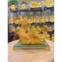 ราคา มังกร มังกรทอง เหยียบเมฆ ชูลูกแก้ว มงคล เรซิ่นพ่นทรายทอง ฐานแก้ว สูง 6.5นิ้ว ปีมังกร ของที่ระลึก (28815405226)
