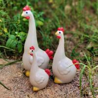 ราคา ตุ๊กตาเซรามิคแต่งสวน ตุ๊กตาแต่งสวน ตุ๊กตาจัดสวน ไก่เซรามิค ชุด3ตัว Size 19-38ซม. ไก่คอยาว ไก่แต่งสวน (24254828267)