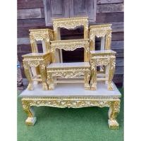 ราคา โต๊ะหมู่บูชา หมู่ 7 หน้า 8 โต๊ะหมู่บูชางานไม้สนร่องสีปิดทอง (27775765848)