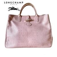ราคา SALE❗️LONGCHAMP รุ่น Roseau Croco Size L 16” PASTEL PINK (15503416413)