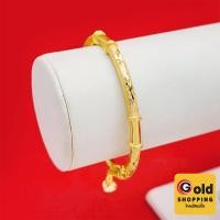 ราคา กำไลทอง กำไลหลอดพ่นทรายสลับเงาตัดลายห้อยกระพรวน เส้นผ่านศูนย์กลาง 5.3 ซม. เสริมบารมี ใส่ออกงานได้ ชุบทองติดทน พร้อมส่ง (41006816455)