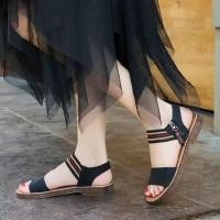 ราคา รองเท้าไปทะเล รองเท้าใส่ไปทะเล รองเท้าแตะสายรัดส้นตําสำหรับผู้หญิง แบบใหม่ปี 2024 ดีไซน์โรมัน สะดวกในการสวมใส่ด้วยซิบข้าง (54450159007)