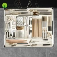 ราคา MEIHUA ที่เก็บลิ้นชัก, กล่องเก็บเครื่องครัวแบบปรับได้ขยายได้, พลาสติกอเนกประสงค์ Flatware ที่ใส่ช้อนส้อมถาดลิ้นชัก Divider (40074261085)