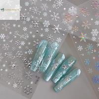 ราคา Tweetwehhno การ์ตูนคริสต์มาสเล็บสติกเกอร์ทอง/เงินเกล็ดหิมะ Iridescent Sparkle เล็บ Decals DIY ตกแต่งเล็บ TH (44226169084)