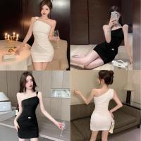 ราคา มินิเดรสไหล่เดี่ยว สีดำ แต่งกลิตเตอร์ เดรสสั้นรัดรูป กระโปรงทรงเอ เซ็กซี่มากแม่ ผ้ายืด เดรสออกงาน #9120 (40600968352)