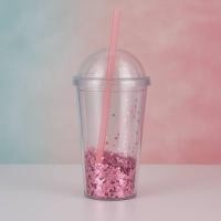 ราคา แก้วน้ำพลาสติกกลิตเตอร์ glitter double wall plastic cup (44350581346)