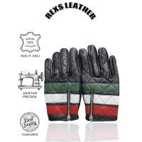 ราคา ถุงมือ MERAH Rexs | ถุงมือมอเตอร์ไซค์หนังยาว Quilted Zipper สีแดงสีขาวสีฟ้า (54702178926)