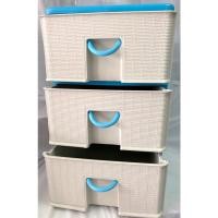 ราคา ลิ้นชักเก็บของ***ใหม่ 3 ชั้น สีฟ้าขาว ลายหวายสไตล์ผู้ดี ตู้เก็บของ ตู้ลิ้นชักพลาสติก สำหรับสำนักงาน รุ่น A-011 (14750559603)