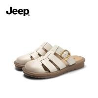 ราคา ของแท้ 100% Jeep Jeep รองเท้าผู้หญิง Baotou รองเท้าแตะฤดูร้อนสวมใส่ด้านนอก Breathable สไตล์ใหม่ทอ Casual All-Match Muller รองเท้าแตะ (26184277351)