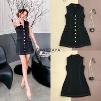 ราคา M มือ1 NITTAYA มินิเดรสแขกุดคอปก กระดุมหน้า แต่งเดินด้ายสีขาว ใส่สวยสุดๆ ป้าย NITTATA (27657614186)