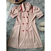 ราคา ส่งต่อ เดรสเบเซอร์กระดุมหน้า สีชมพู dress korea เดรสผู้หญิง (18834156391)