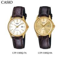 ราคา นาฬิกาข้อมือ Casio Lady Watch Leather Band Gold Tone Gold Dial LTP-1183Q-9ADF