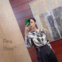 ราคา เสื้อยืดคอปาดแขนยาวผ้ายืดสลาฟเนื้อดีผ้า (23004758578)