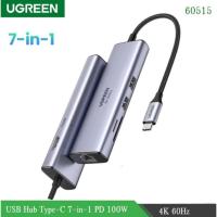 ราคา พร้อมส่ง UGREEN 60515 USB Hub Type-C 7-in-1 4K 60Hz มัลติพอร์ต Adapter PD 100W USB-C Docking Station HDMI USB 3.0 SD/TF (40858864155)