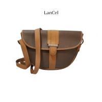 ราคา กระเป๋า Antique Bag Lancel Genuine Leather Vintage Khaki Brown Half Moon สินค้ามือสองแบรนด์แท้ (40969660753)