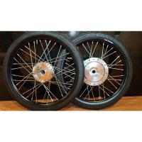 ราคา ชุดล้อดำขอบ #17 1.40x2 ดุมกระจกพร้อมยางนอกลายไฟ+ยางใน ใส่ Click125i, Click150i, PCX ตัวแรก (54253321746)