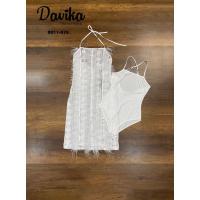 ราคา ชุดสีขาว เดรสสีขาว เดรสไปทะเล บีกีนี่ Bikini ชุดเซ็ท​ไปทะเล (21244691433)