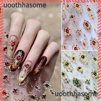 ราคา UOTHHASOME สติ๊กเกอร์ติดเล็บ 5D ดีไซน์หรูหรามรกตทับทิมสี Baroque Scepter Nail, Shiny Red Green Gemstone Gold Scepter เลียนแบบอัญมณีเล็บสไตล์ศาล (29494007752)