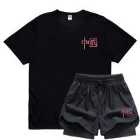 ราคา WMGFZ14 ชุดกีฬากีฬาฤดูร้อน Track Field Training แขนสั้น Quick-Drying ชุดกีฬากางเกงขาสั้นวิ่งกีฬากางเกงสามจุด (47600599876)